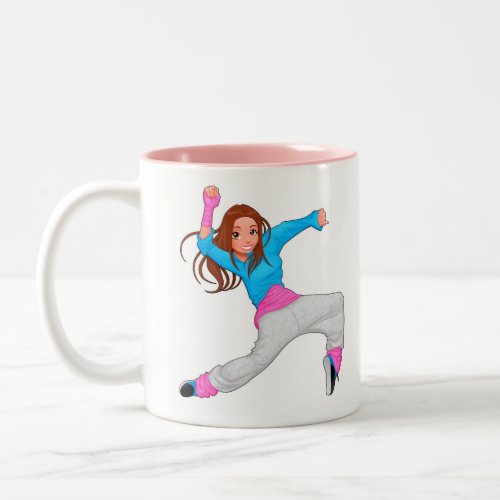 Cute dancer hip hop girl Two_Tone coffee mug