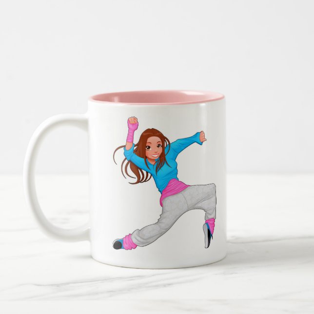 Cute dancer hip hop girl Two-Tone coffee mug (Left)