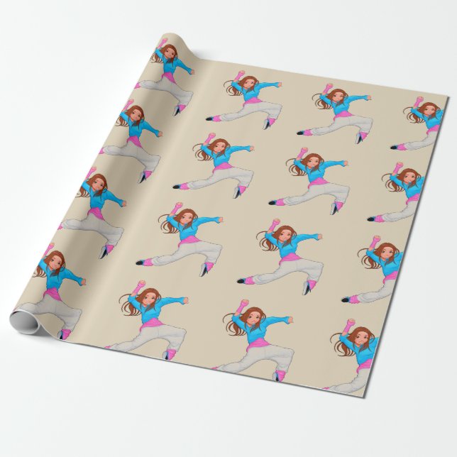 Cute dancer hip hop girl wrapping paper (Unrolled)