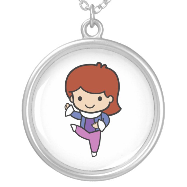 Cute Dancer, jazz / ballet Silver Plated Necklace (Front)