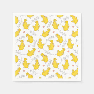 Cute Danching Yellow Easter Chicks Napkins