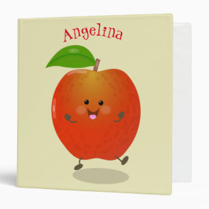 Cute dancing apple cartoon illustration 3 ring binder