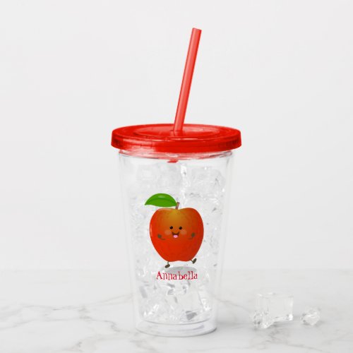 Cute dancing apple cartoon illustration acrylic tumbler