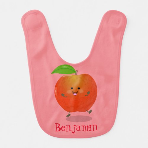 Cute dancing apple cartoon illustration baby bib