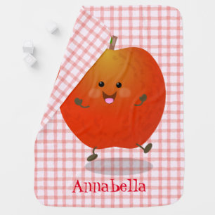 Cute dancing apple cartoon illustration baby blanket