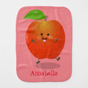 Cute dancing apple cartoon illustration baby burp cloth