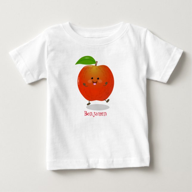 Cute dancing apple cartoon illustration baby T-Shirt (Front)