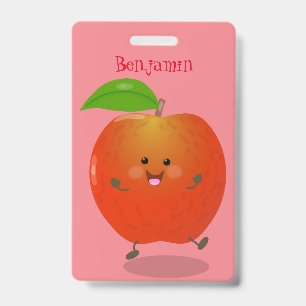 Cute dancing apple cartoon illustration badge