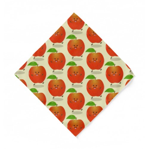 Cute dancing apple cartoon illustration  bandana