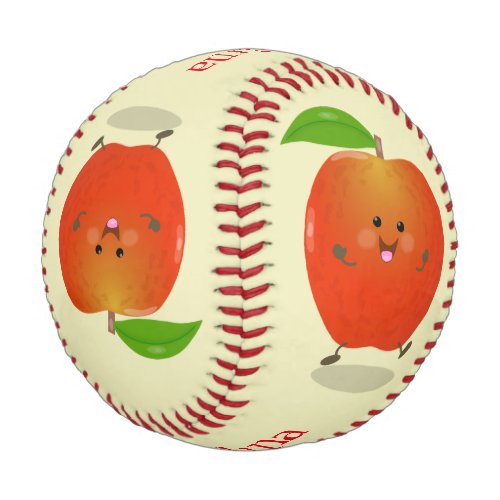 Cute dancing apple cartoon illustration baseball