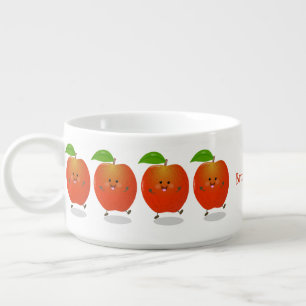 Cute dancing apple cartoon illustration bowl
