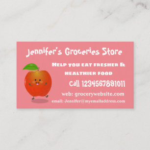 Cute dancing apple cartoon illustration business card
