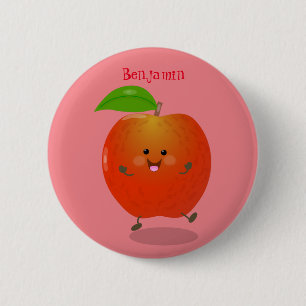 Cute dancing apple cartoon illustration button