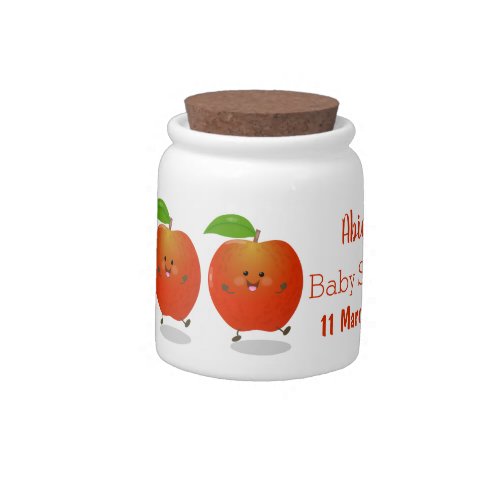 Cute dancing apple cartoon illustration candy jar