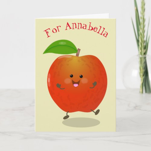 Cute dancing apple cartoon illustration card