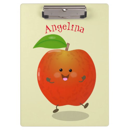 Cute dancing apple cartoon illustration clipboard