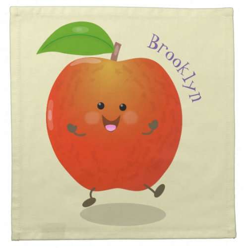 Cute dancing apple cartoon illustration cloth napkin