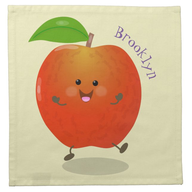 Cute dancing apple cartoon illustration cloth napkin (Front)