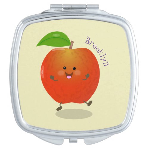 Cute dancing apple cartoon illustration compact mirror