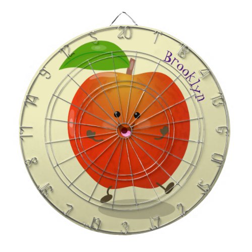 Cute dancing apple cartoon illustration dart board