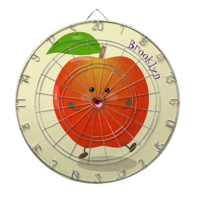 Cute dancing apple cartoon illustration dart board (Front)