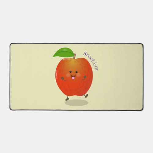 Cute dancing apple cartoon illustration desk mat