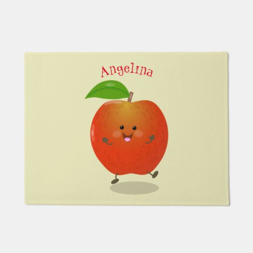 Cute dancing apple cartoon illustration doormat