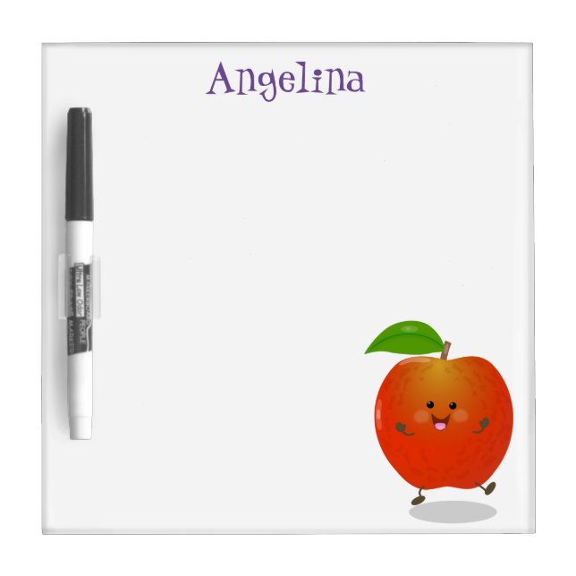 Cute dancing apple cartoon illustration dry erase board (Front)