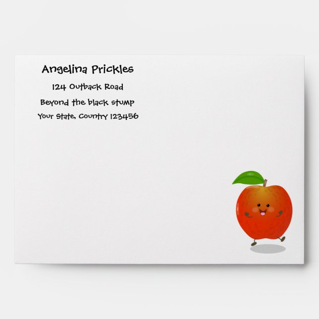 Cute dancing apple cartoon illustration envelope (Front)