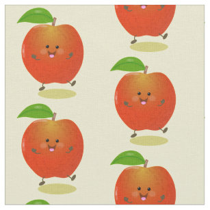 Cute dancing apple cartoon illustration fabric