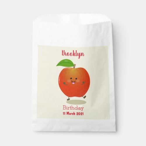 Cute dancing apple cartoon illustration favor bag