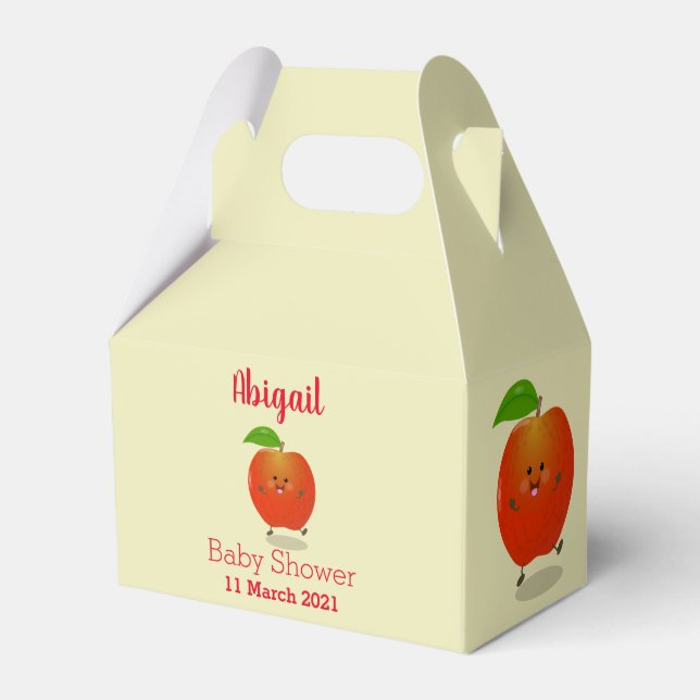 Cute dancing apple cartoon illustration favor boxes (Front Side)