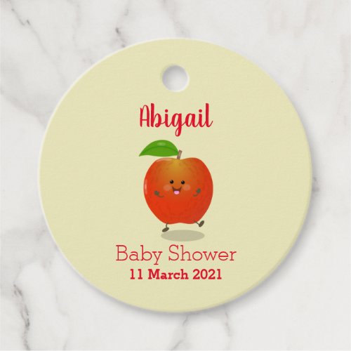 Cute dancing apple cartoon illustration favor tags