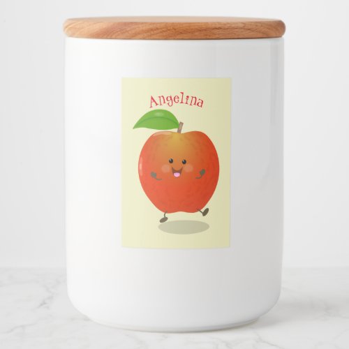 Cute dancing apple cartoon illustration food label