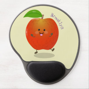 Cute dancing apple cartoon illustration gel mouse pad