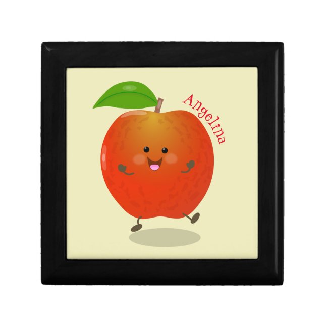 Cute dancing apple cartoon illustration gift box (Front)