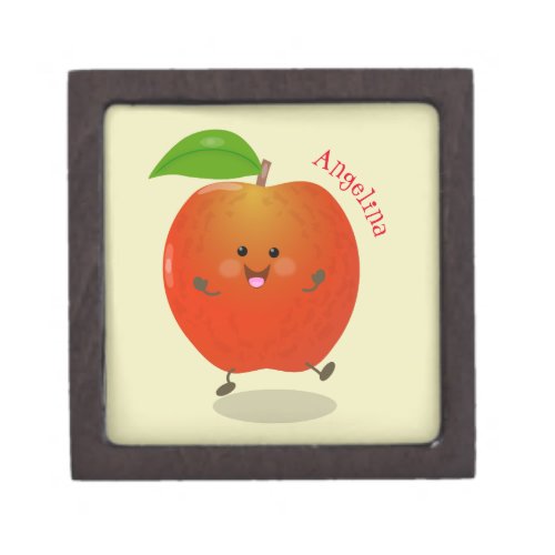 Cute dancing apple cartoon illustration gift box