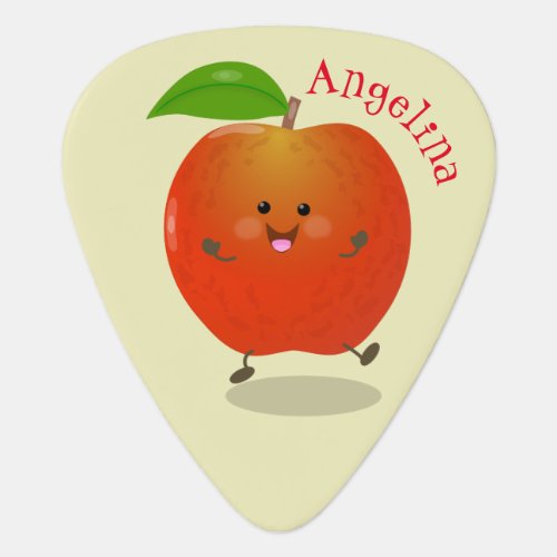 Cute dancing apple cartoon illustration  guitar pick