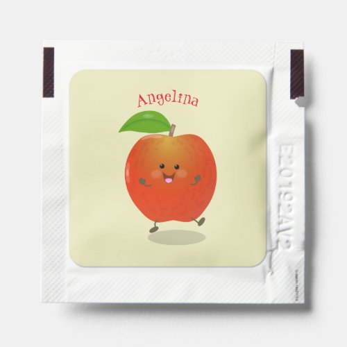 Cute dancing apple cartoon illustration hand sanitizer packet