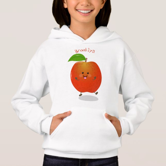 Cute dancing apple cartoon illustration hoodie (Front)