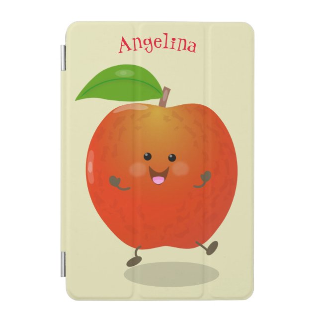 Cute dancing apple cartoon illustration iPad mini cover (Front)