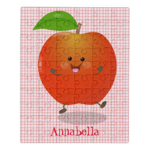 Cute dancing apple cartoon illustration jigsaw puzzle
