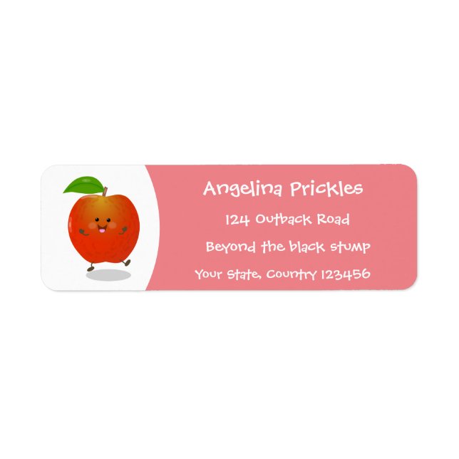 Cute dancing apple cartoon illustration label (Front)