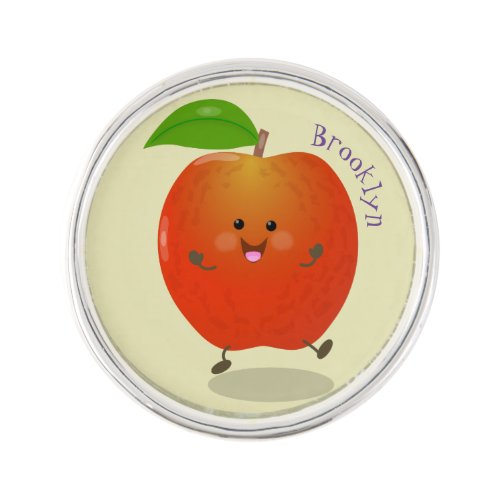 Cute dancing apple cartoon illustration lapel pin