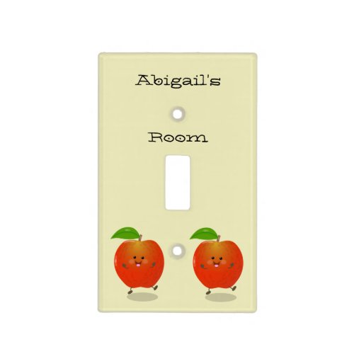 Cute dancing apple cartoon illustration light switch cover
