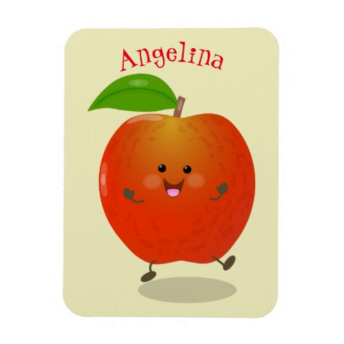 Cute dancing apple cartoon illustration magnet