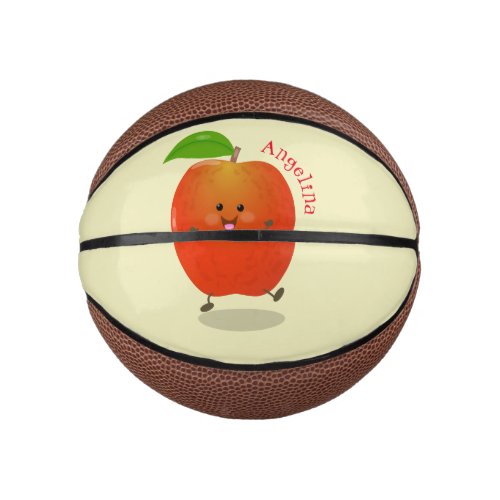 Cute dancing apple cartoon illustration  mini basketball