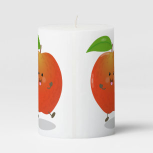 Cute dancing apple cartoon illustration pillar candle