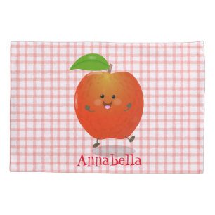 Cute dancing apple cartoon illustration pillow case