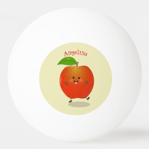 Cute dancing apple cartoon illustration ping pong ball